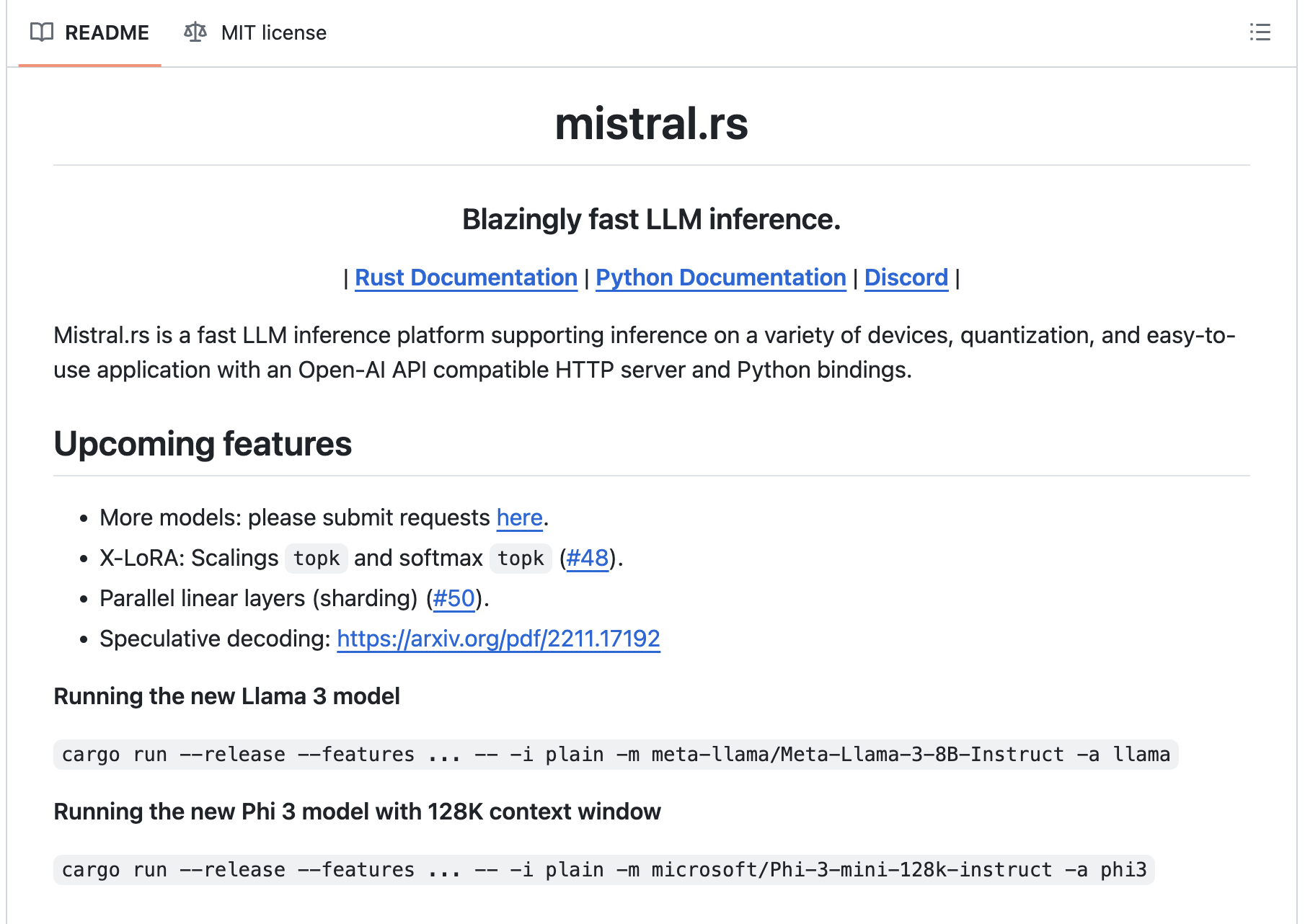  Mistral.rs: A Lightning-Fast LLM Inference Platform with Device Support, Quantization, and Open-AI API Compatible HTTP Server and Python Bindings