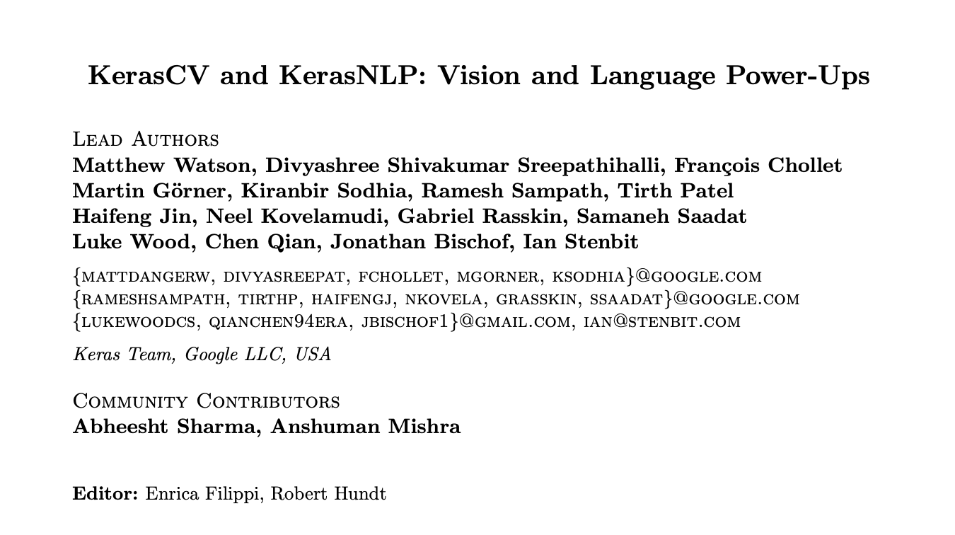  Advancing Machine Learning with KerasCV and KerasNLP: A Comprehensive Overview