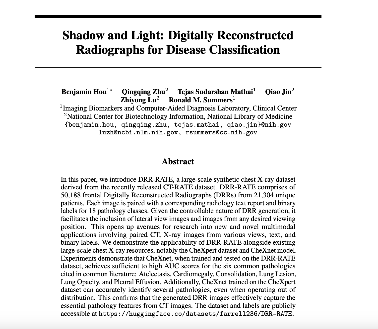 DRR-RATE: A Large Scale Synthetic Chest X-ray Dataset Complete with Labels and Radiological Reports