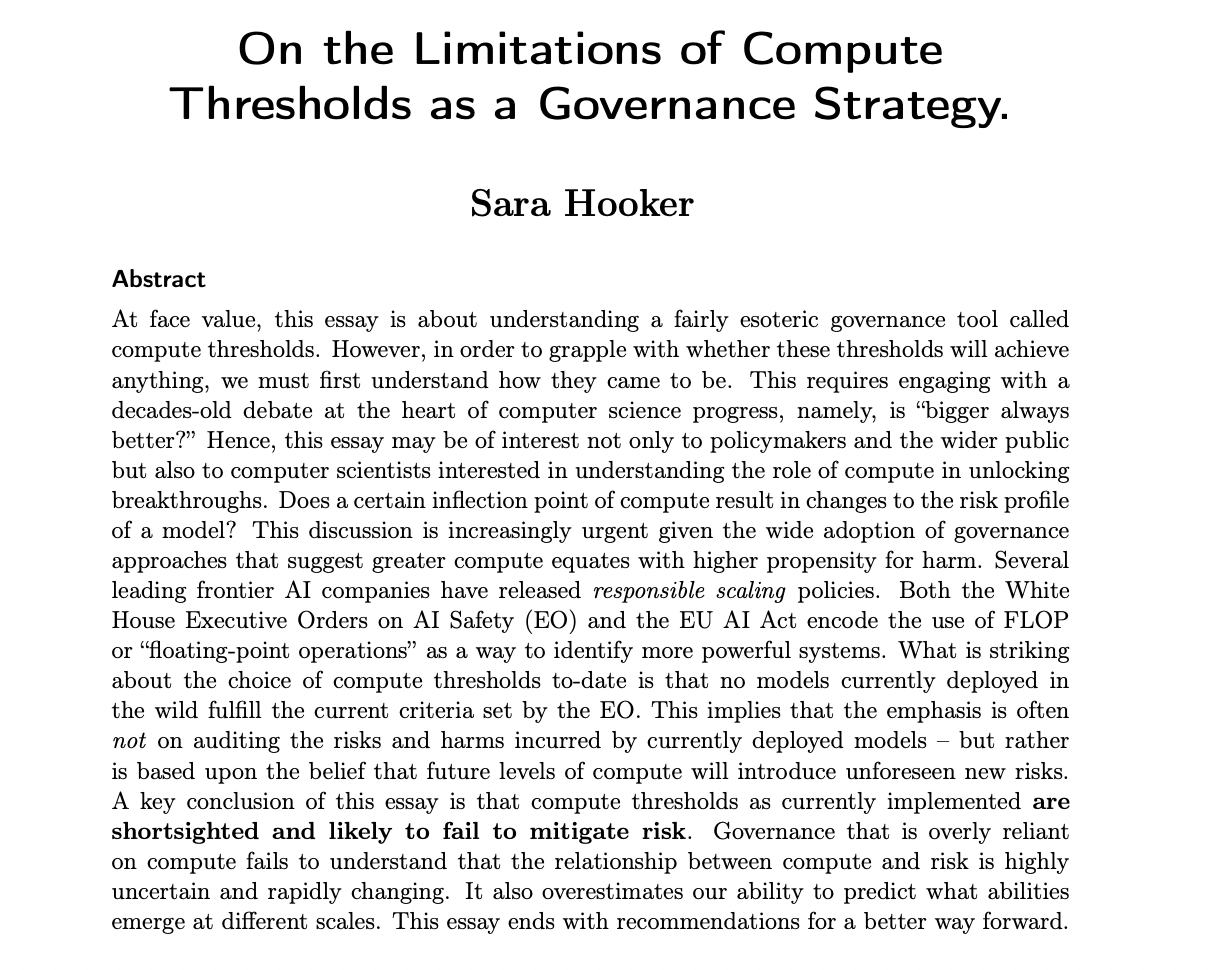  This AI Paper from Cohere AI Introduces a Multi-faceted Approach to AI Governance by Rethinking Compute Thresholds