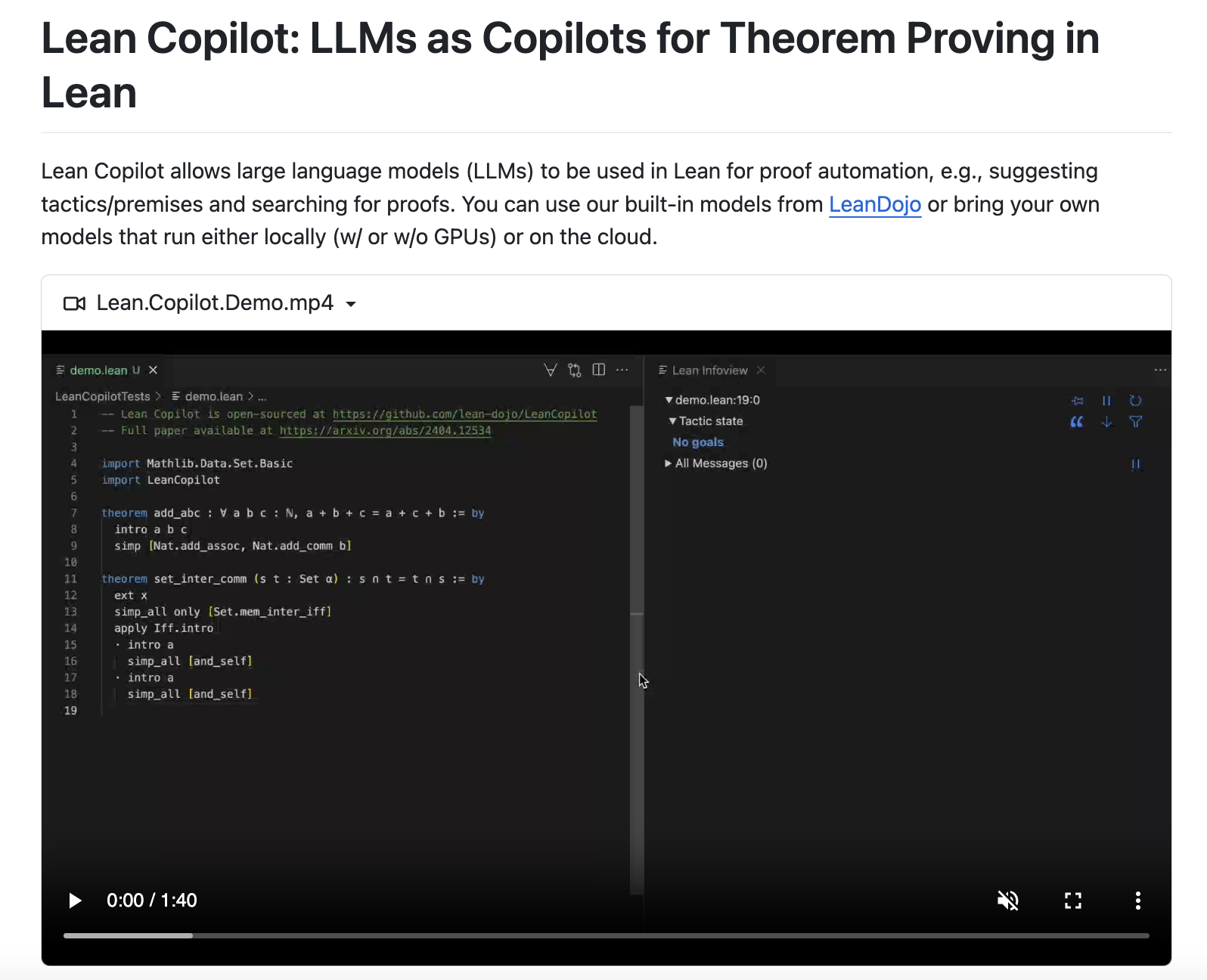  Lean Copilot: An AI Tool that Allows Large Language Models (LLMs) to be used in Lean for Proof Automation