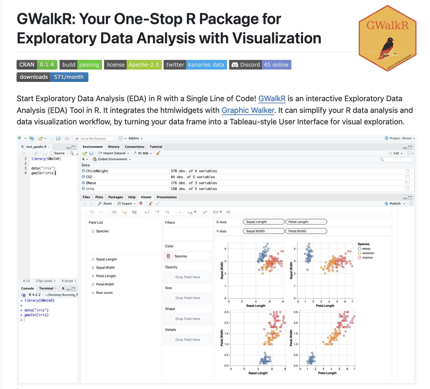 GWalkR: A One-Stop R Package for Exploratory Data Analysis with Visualization