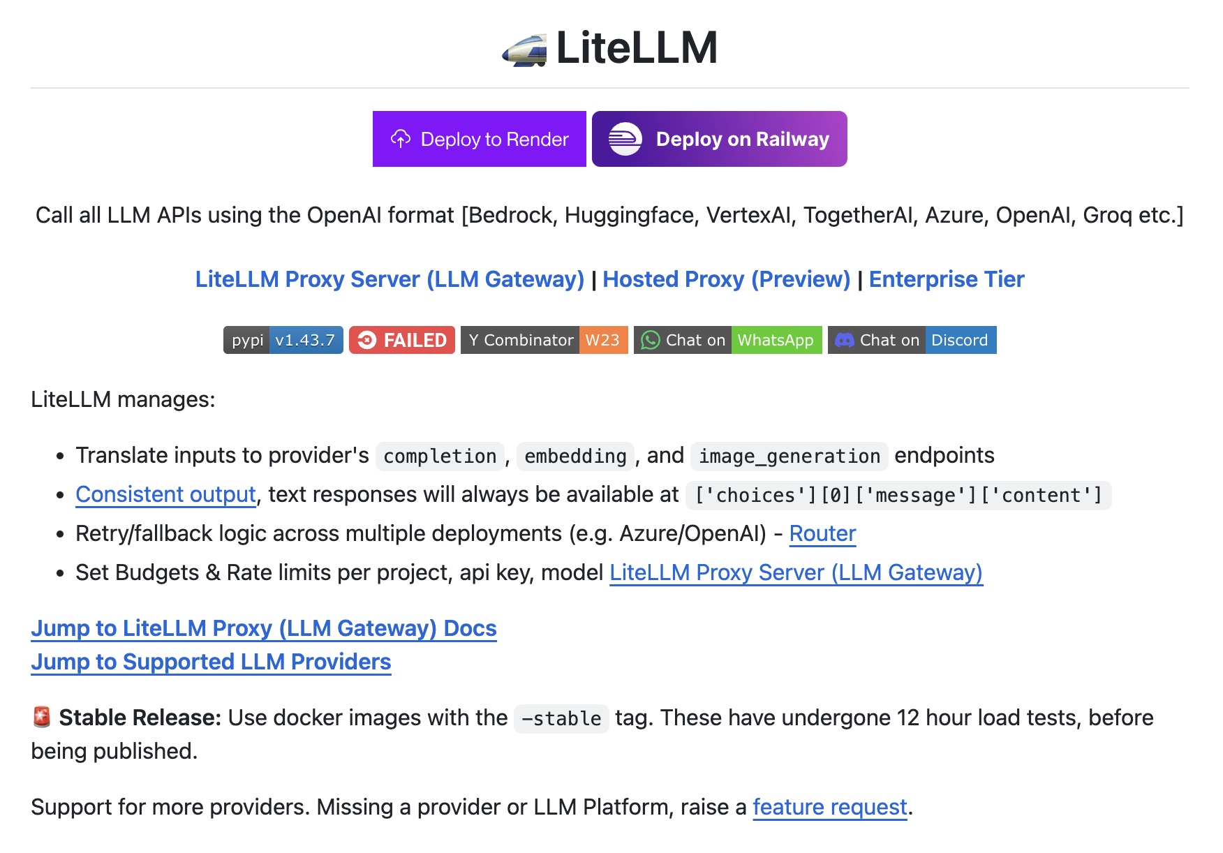 LiteLLM: Call 100+ LLMs Using the Same Input/Output Format