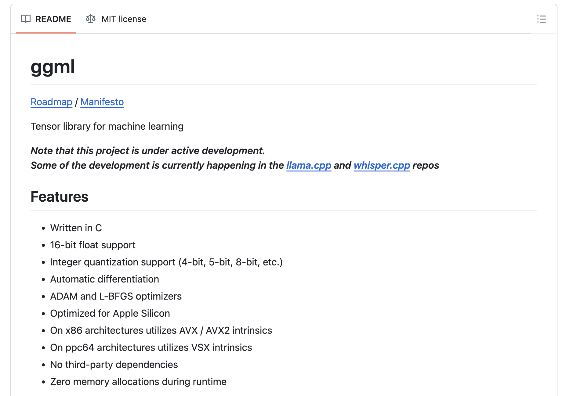  ggml: A Machine learning (ML) Library Written in C and C++ with a Focus on Transformer Inference