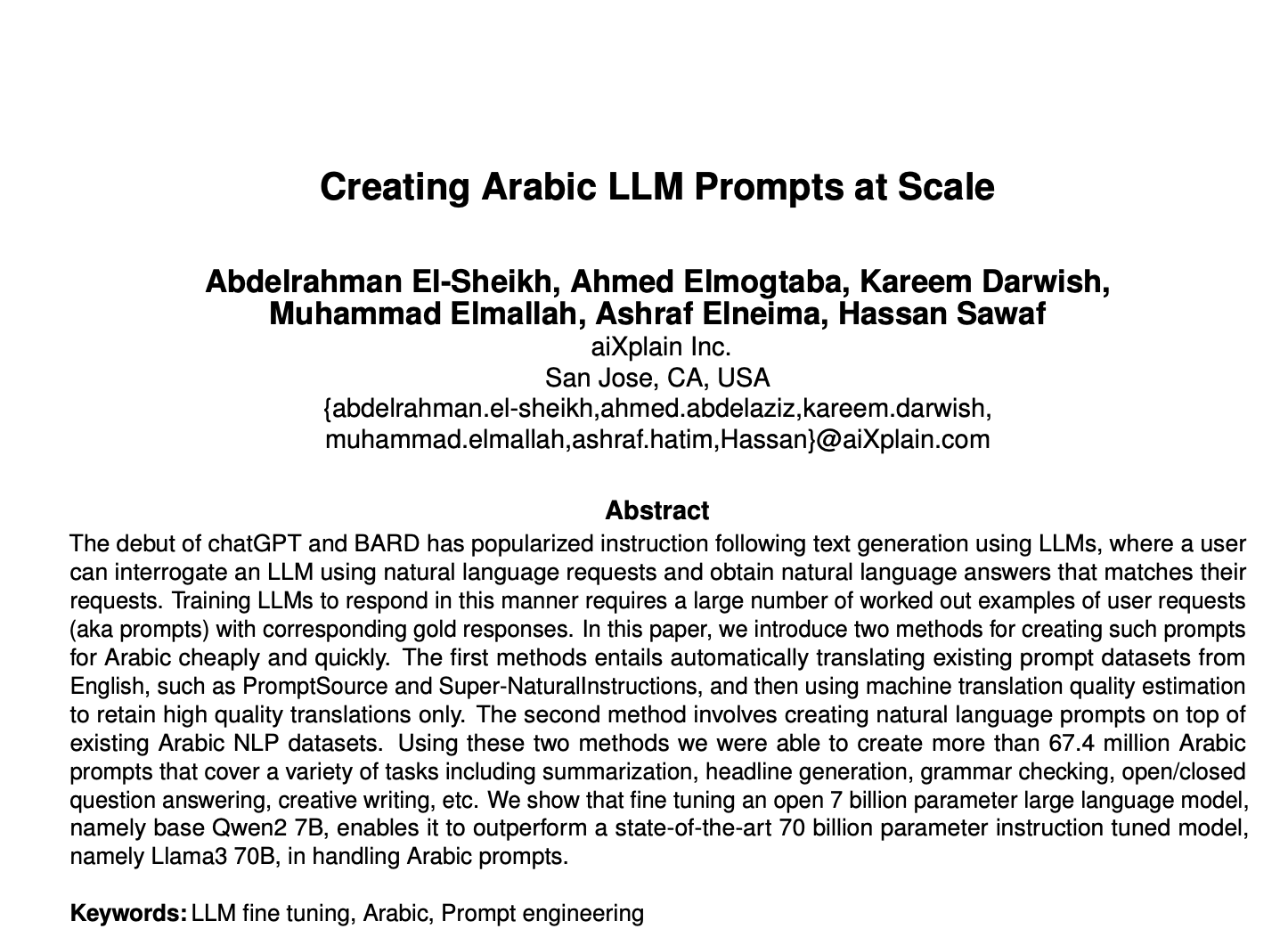  aiXplain Researchers Develop Innovative Approaches for Arabic Prompt Instruction Following with LLMs