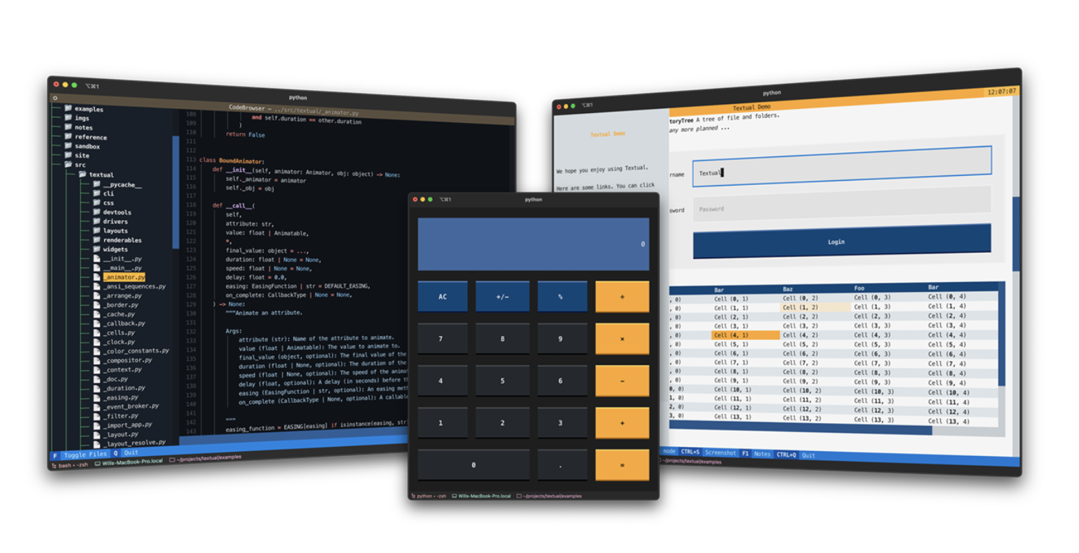 Textual: ARapid Application Development Framework for Python
