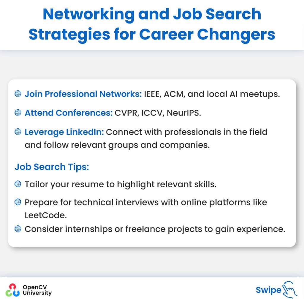 Networking and Job Search Strategies for Career Changers - transition to a computer vision career.